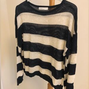 Black, cream gorgeous striped sweater, slightly sheer, small